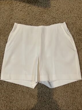 Rachel Zoe White High-Waist Tailored Shorts